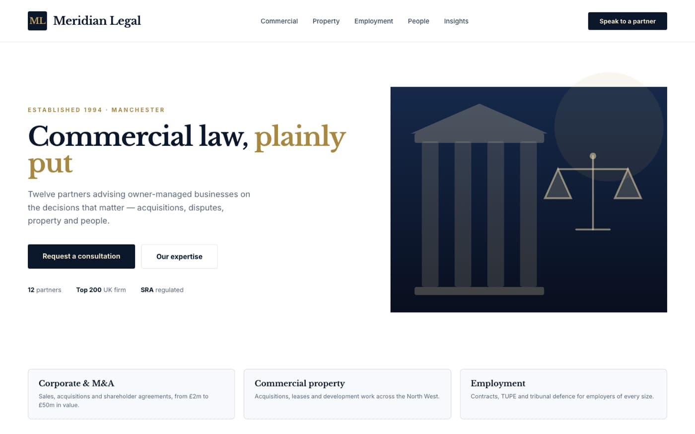 Meridian Legal website