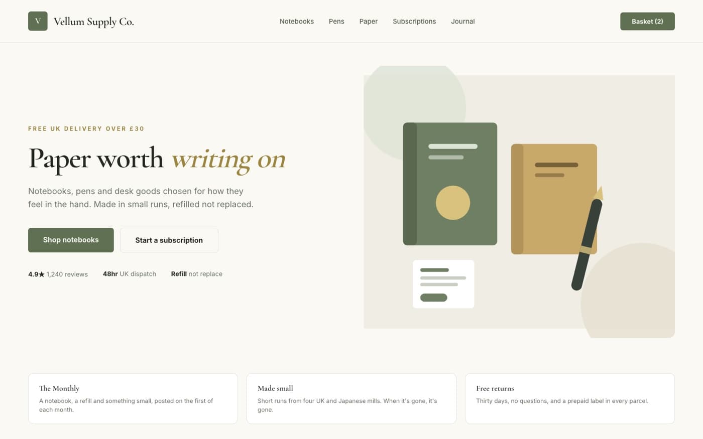 Vellum Supply Co. website